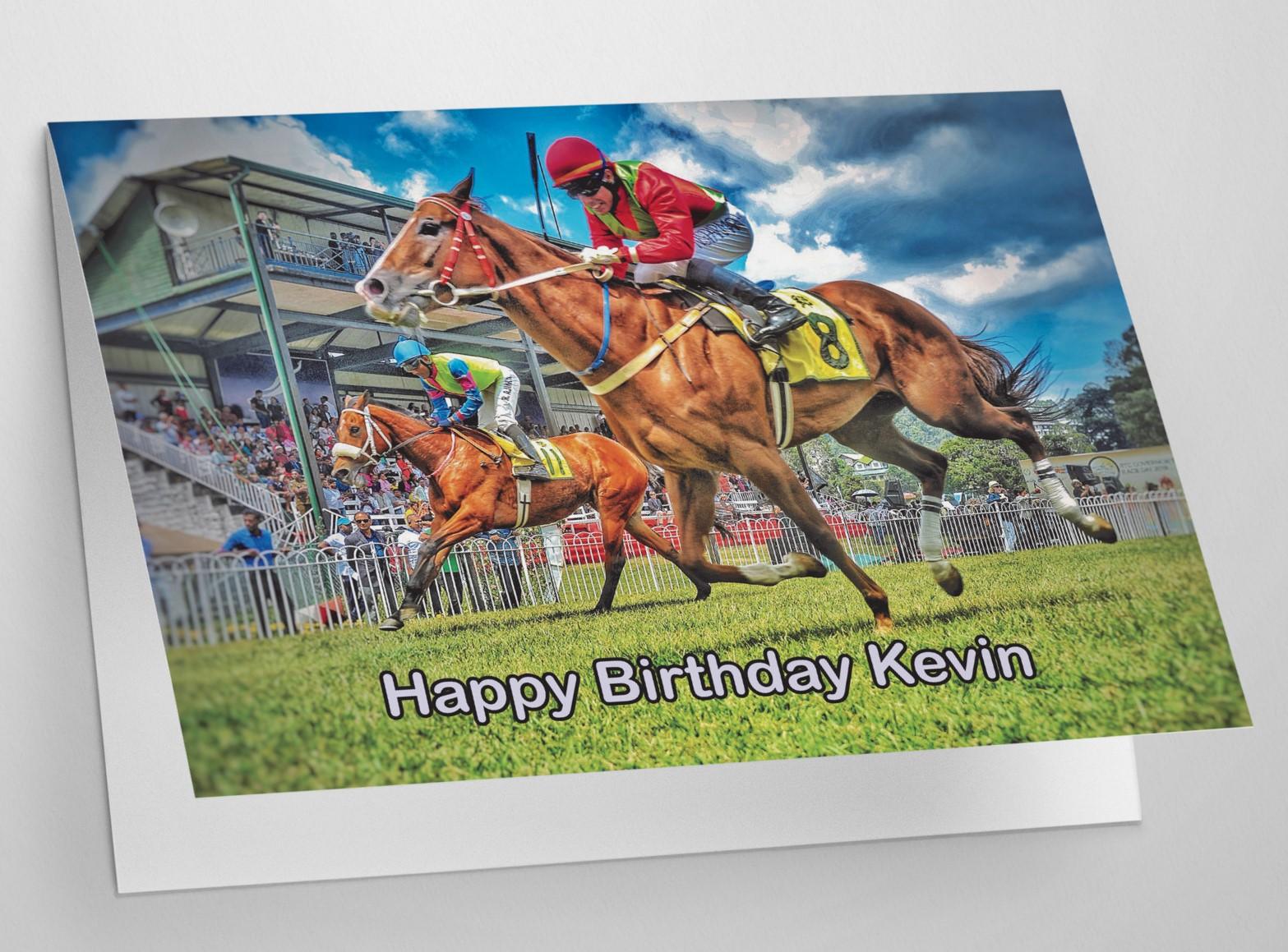 Personalised Horse Racing Birthday Card