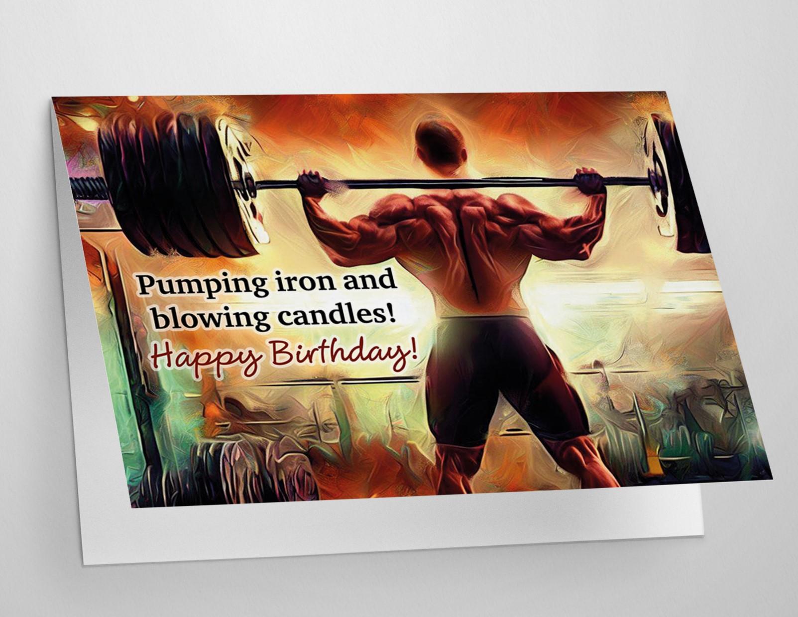 Bodybuilder Birthday Card Gym Fitness Weight Lifting Workout