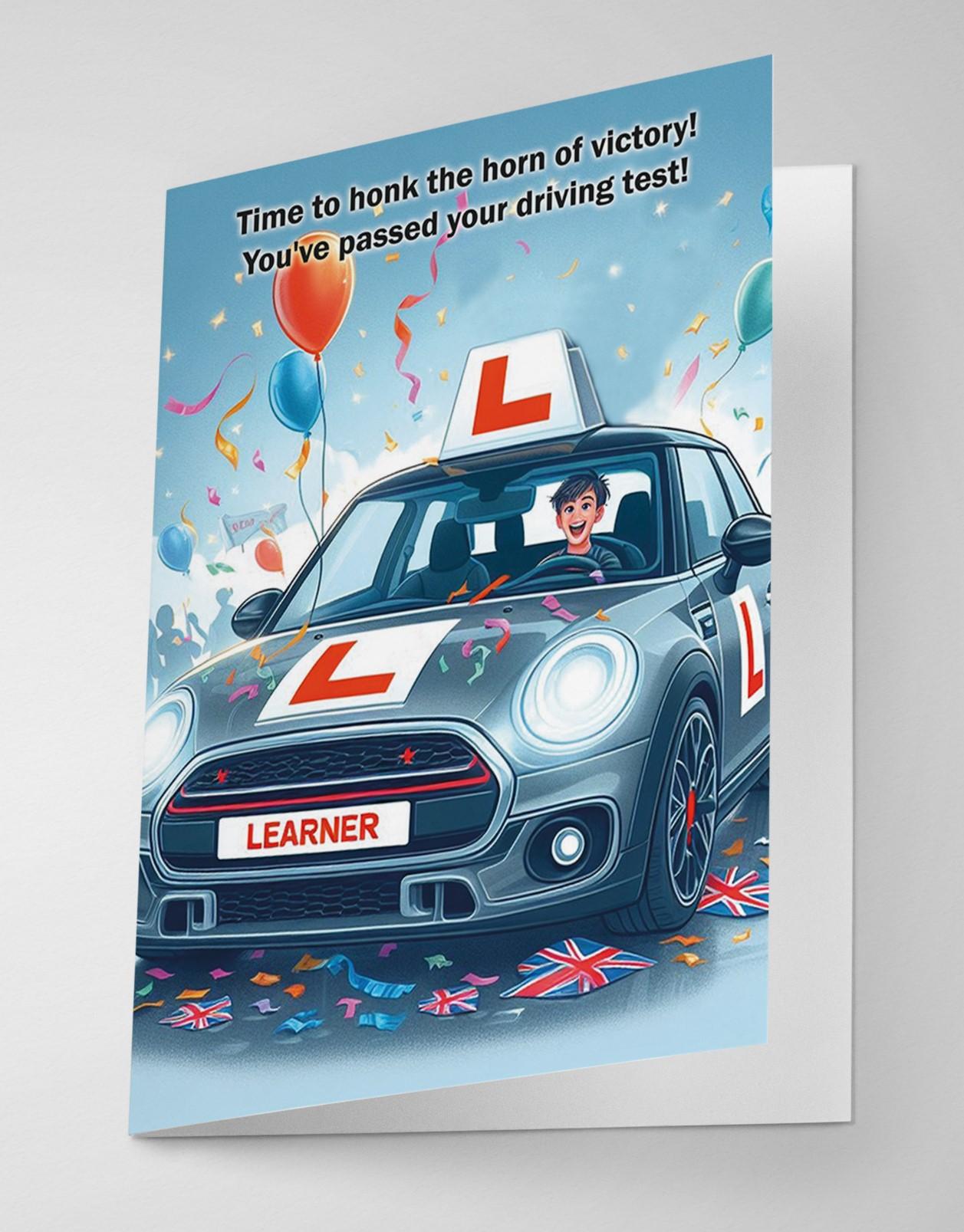 Driving Test Card - Congratulations You Passed - Male Driver