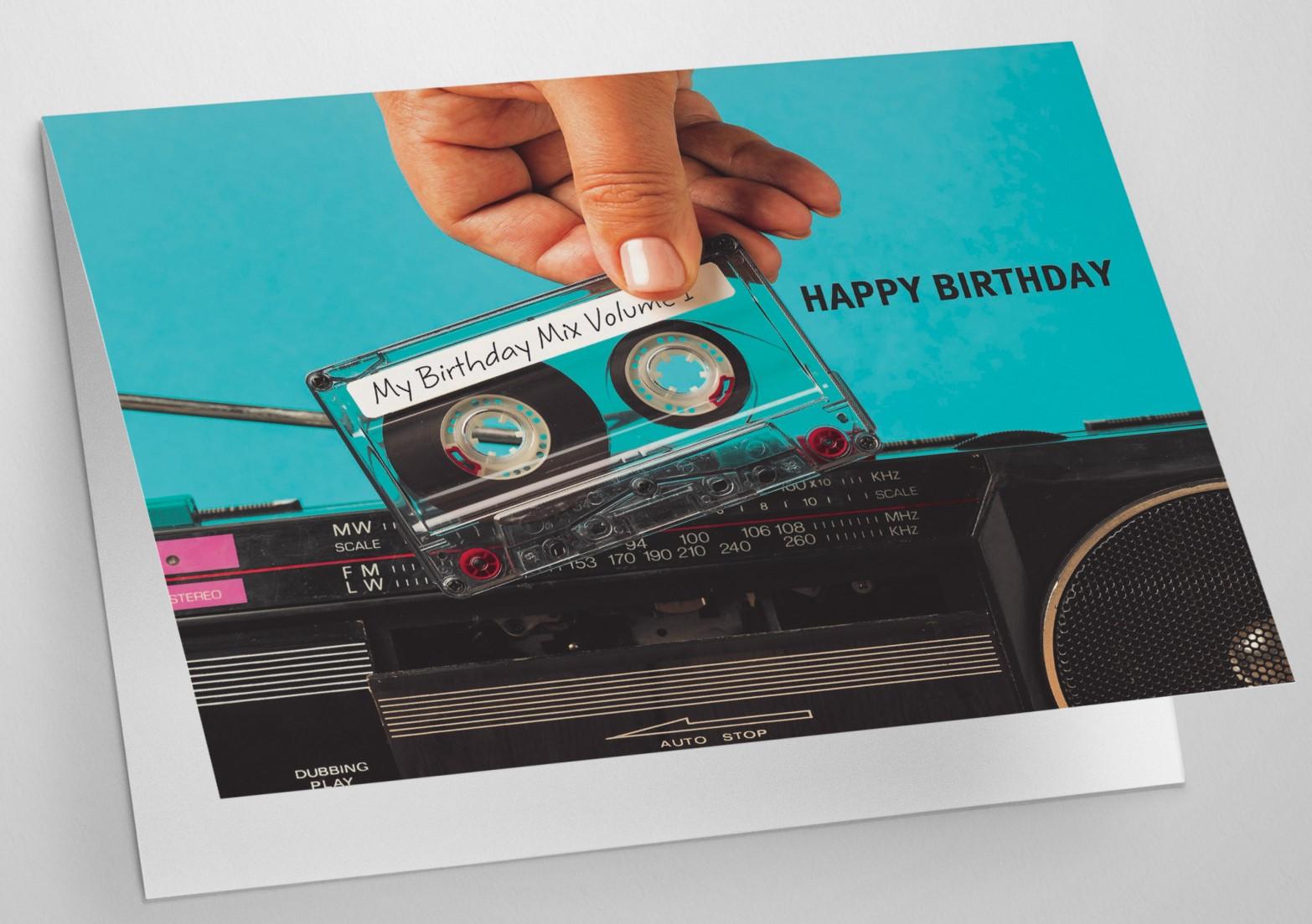Personalised Retro Cassette Tape Birthday Card