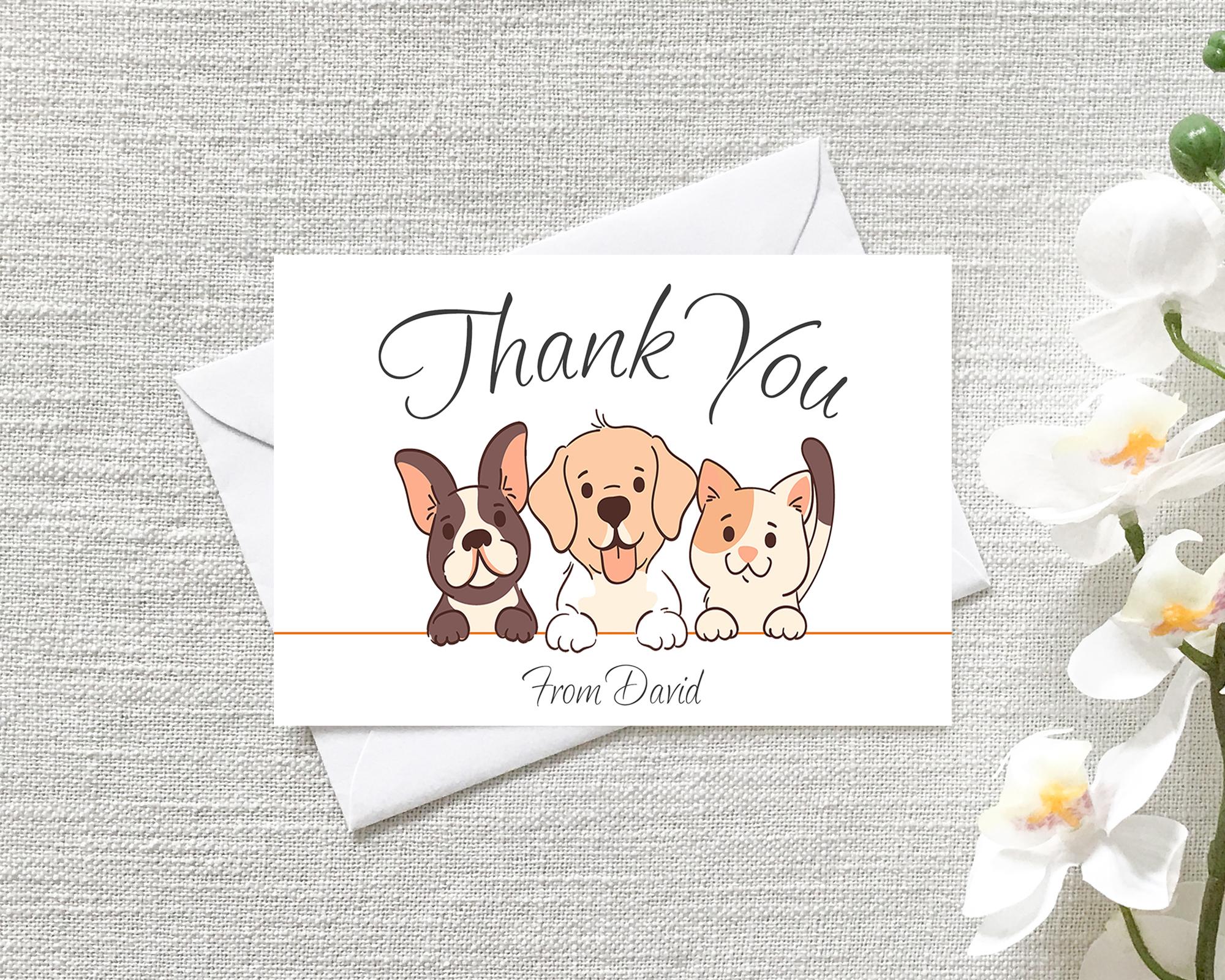Personalised Thank You Adorable Pets Notecards – Pack of 12