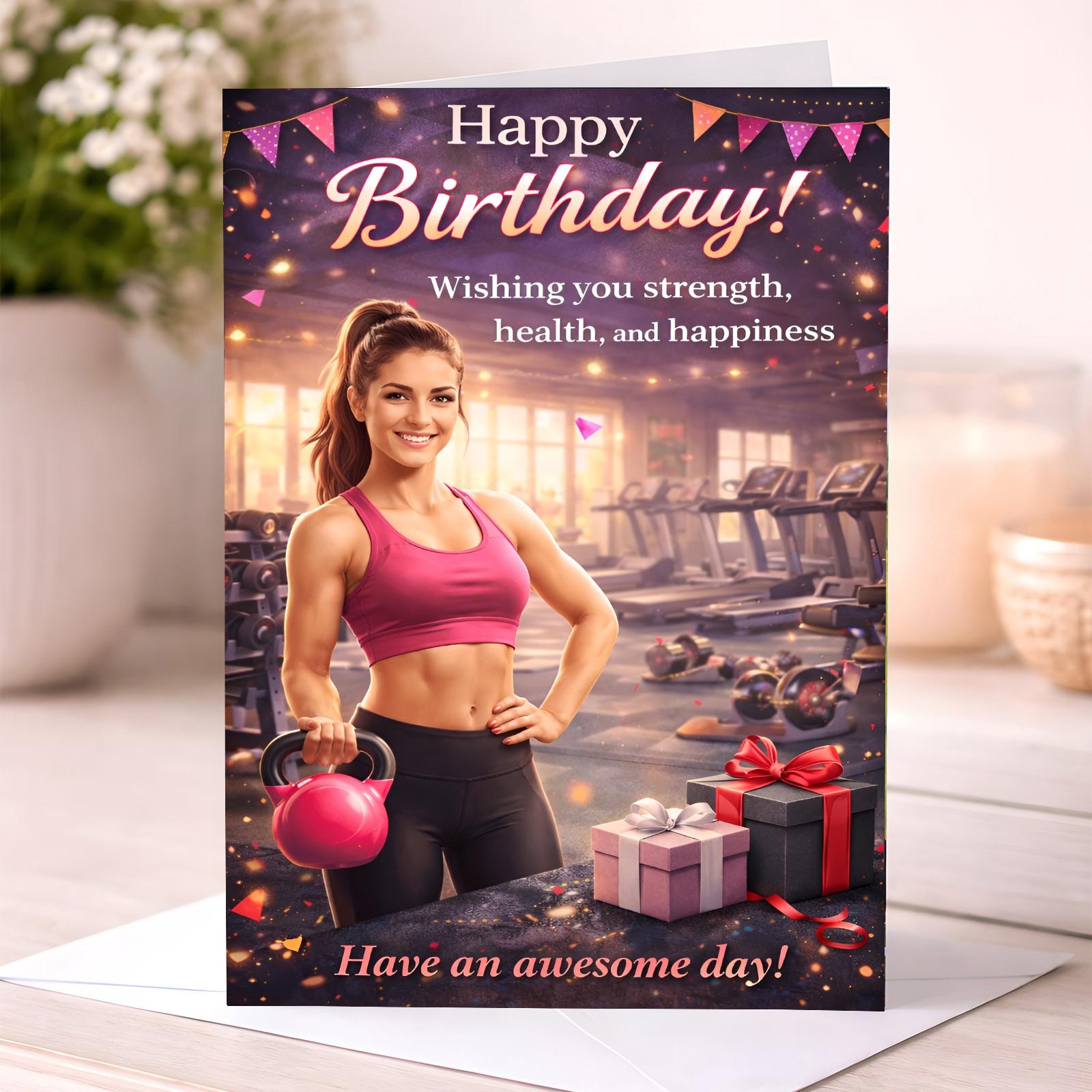 Gym Birthday Card for Her – Fitness Birthday Card